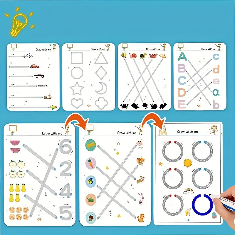 Kids' Pen Control Magic Workbook Set - Number & Alphabet Writing Practice