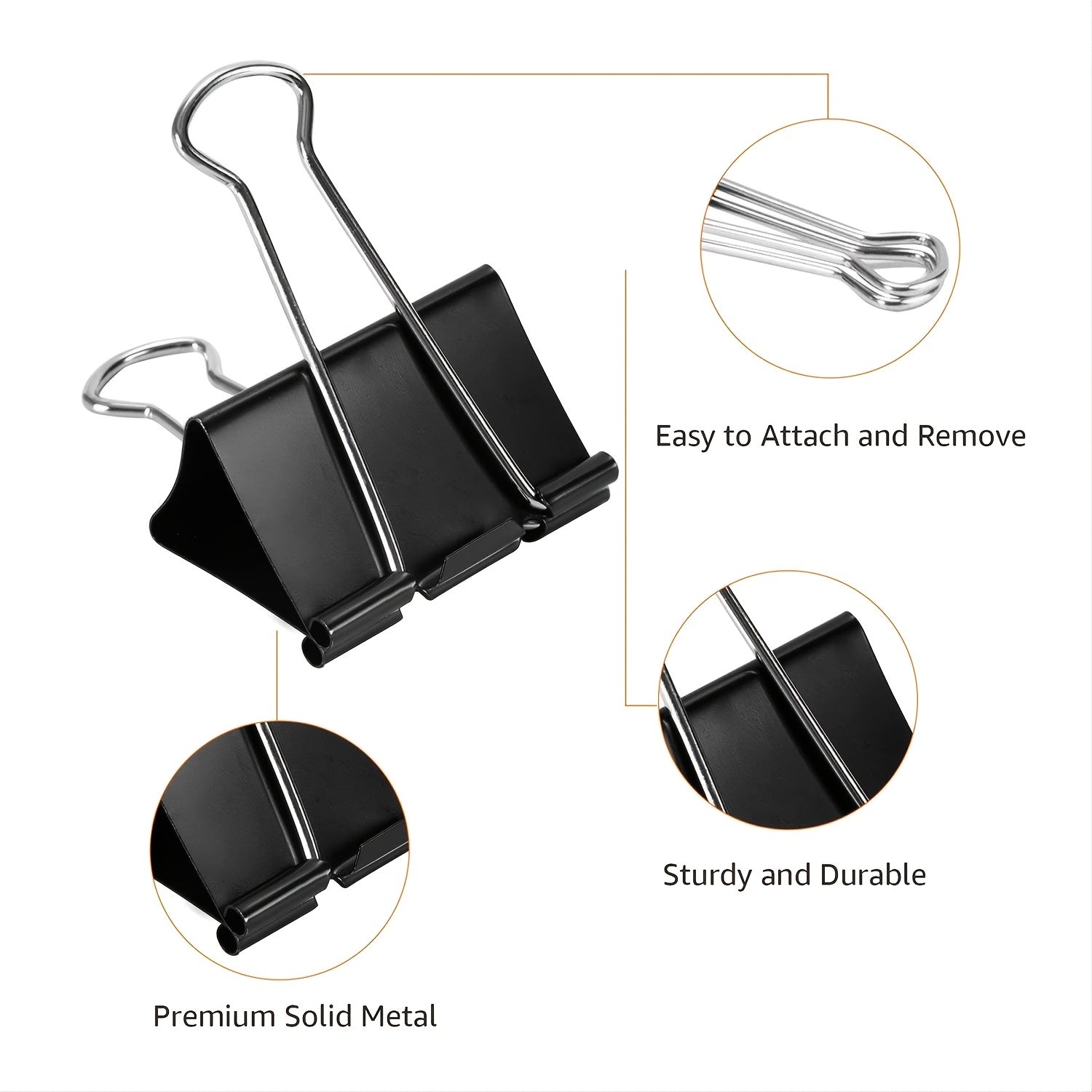 10pcs Assorted Sizes Binder Clips for Office Home School Organization