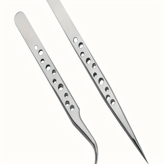 Precision Tweezers Set for Electronics Soldering Maintenance Makeup 2pcs
