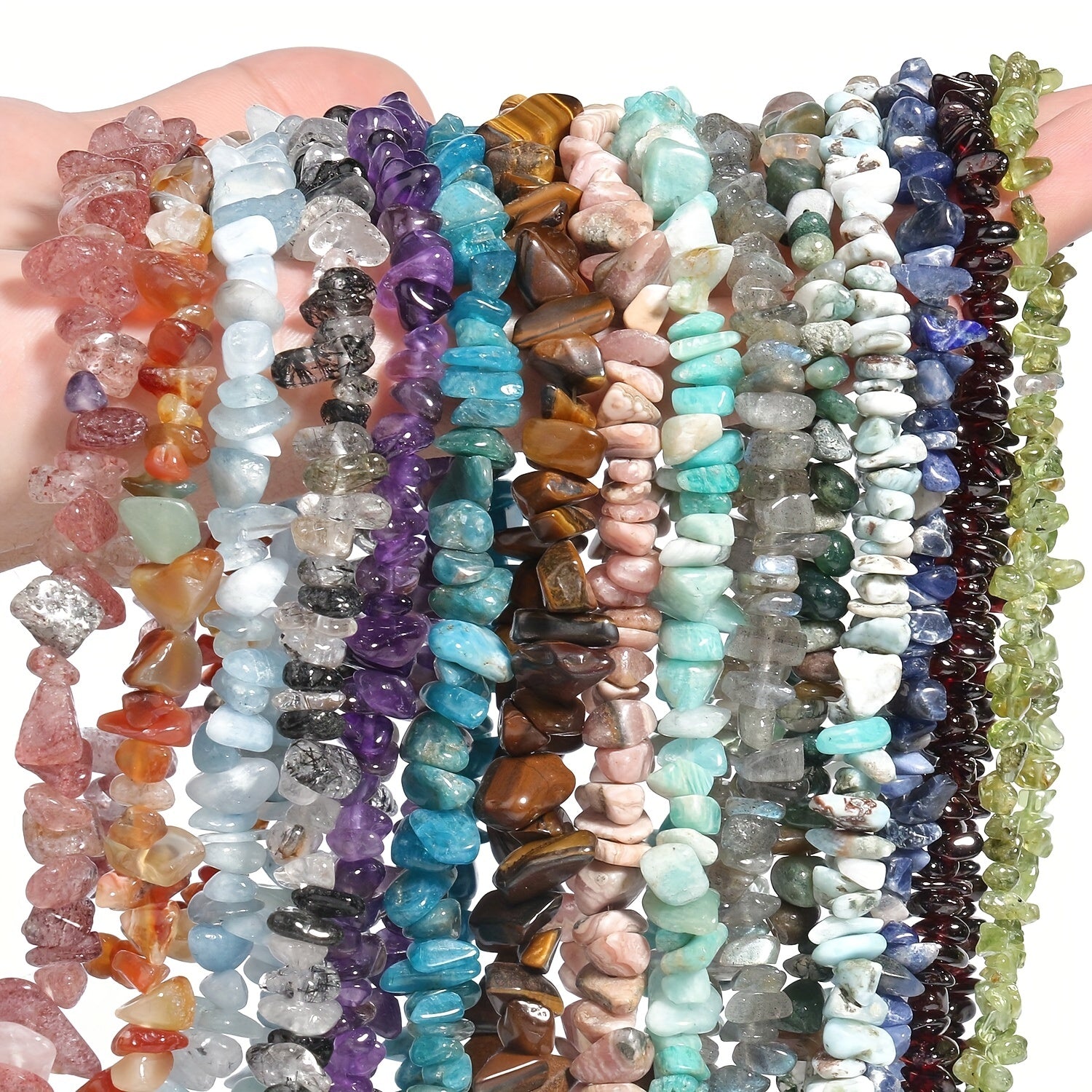Natural Stone Irregular Gravel Chips Beads - Amazonite Garnet