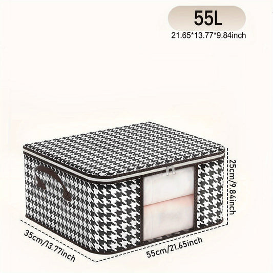 Houndstooth Wardrobe Quilt Organizer Double Zipper Clothes Storage Box