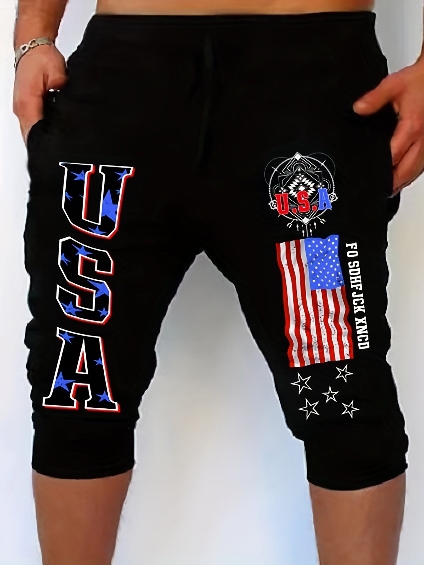 Solid Color Stretch Waist Drawstring Shorts