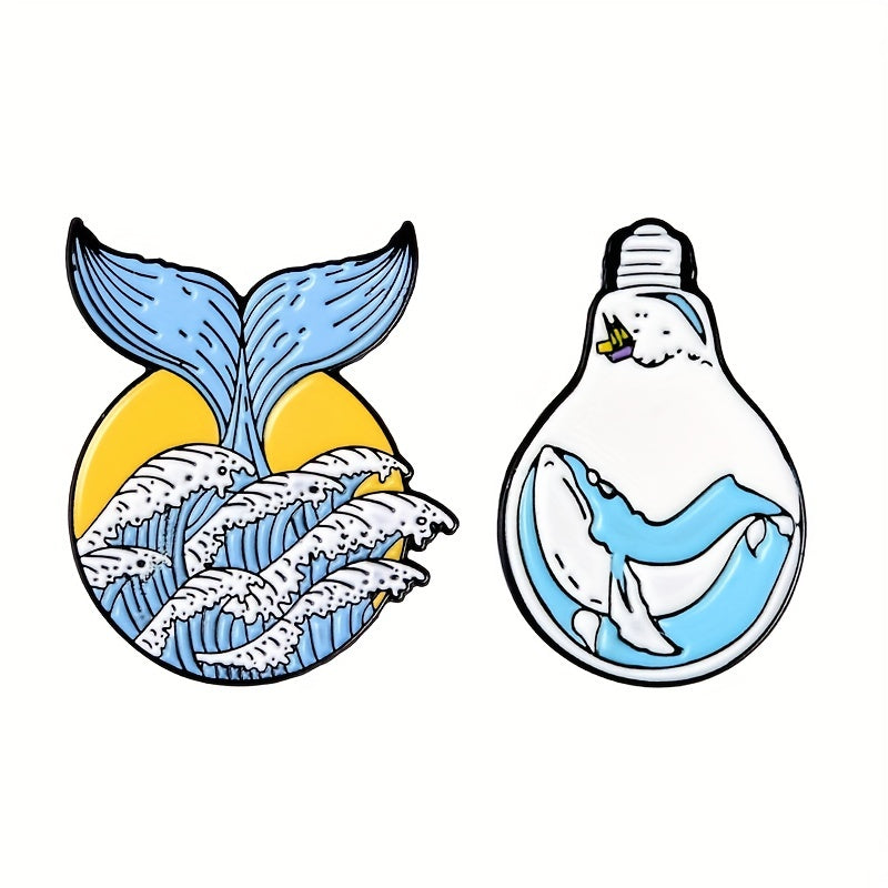 Whale Light Bulb Alloy Brooch Collar Backpack Accessory
