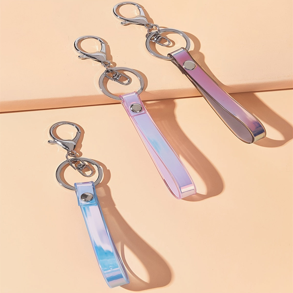 Colorful Reflective Wristlet Lanyard Key Chain