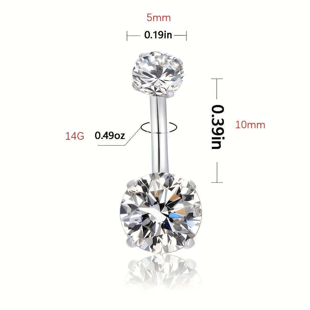 14G CZ Navel Barbell Stud Body Piercing