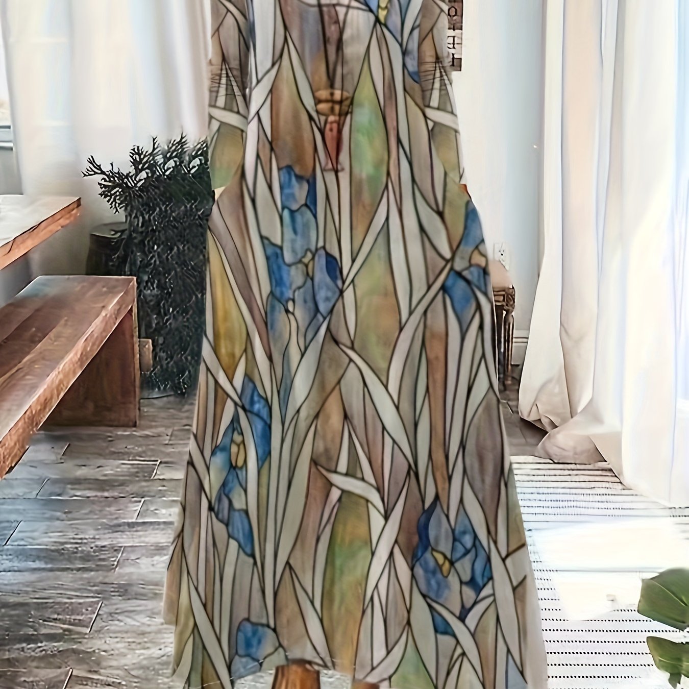 Women's Plus Floral Print Maxi Dress