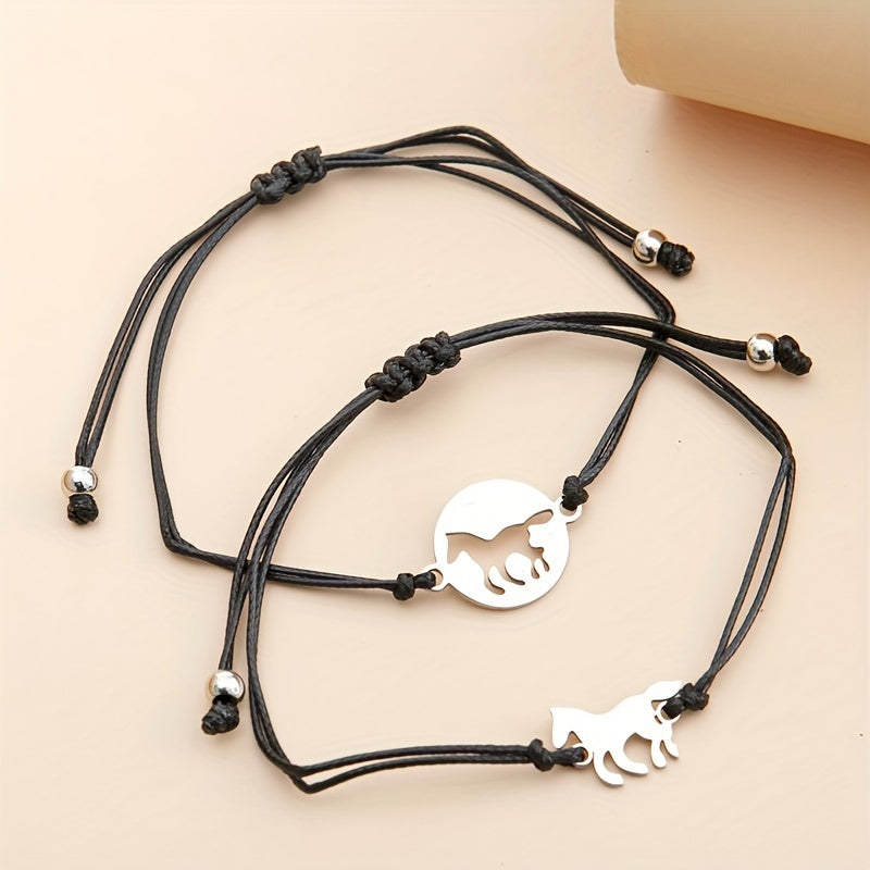 Horse Shape Braided Bracelet Set Hand Jewelry For Mother's Gift