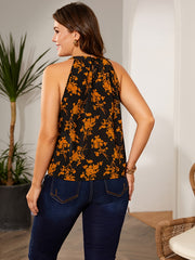 Floral Print Round Neck Tank Top, Plus Size