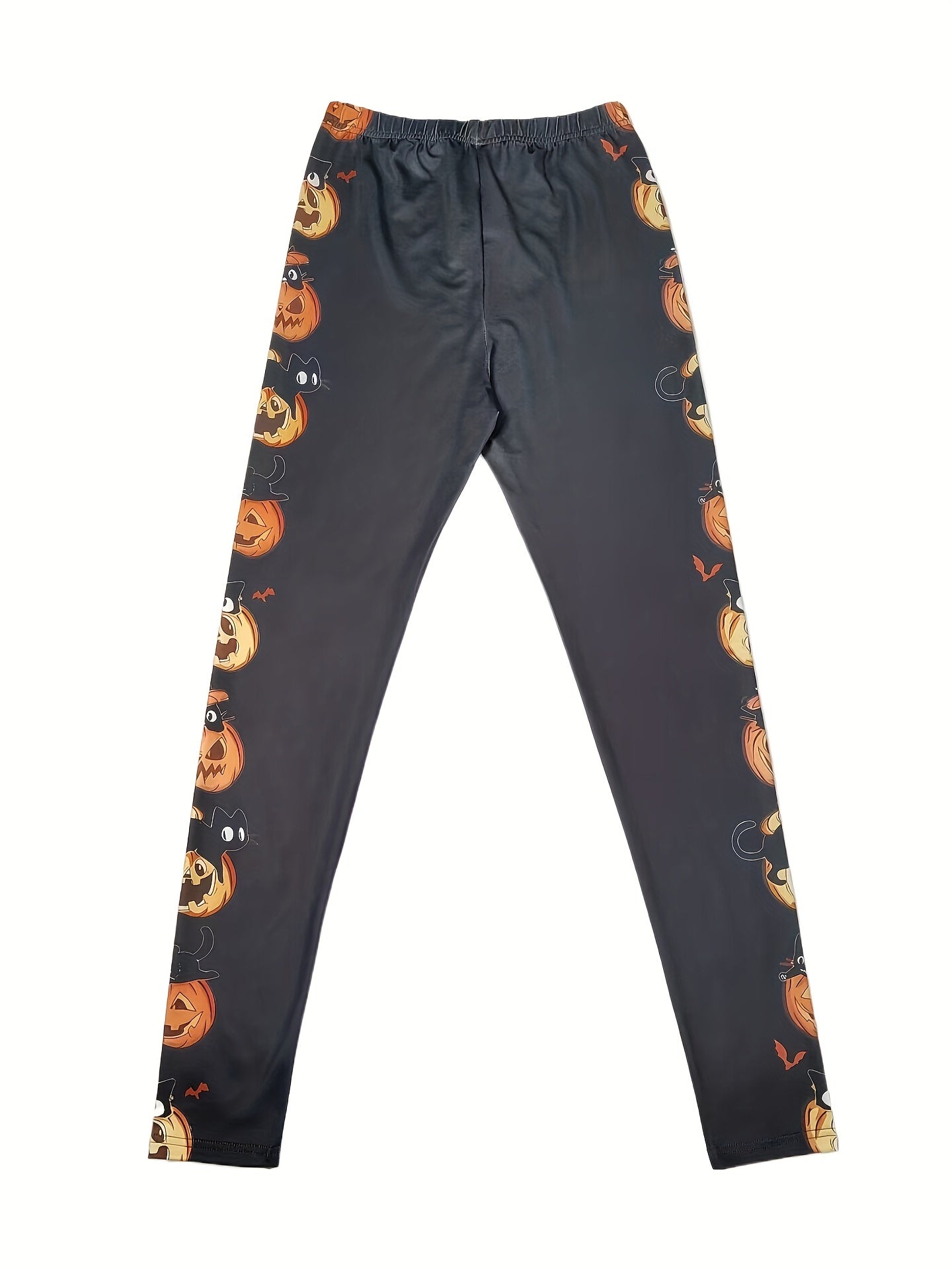 Halloween Pumpkin Print Skinny Leggings Women's