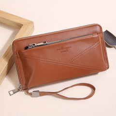 Men's Double Zipper Card Slots Wallet Phone Bag Key Holder Case Coin Purse
