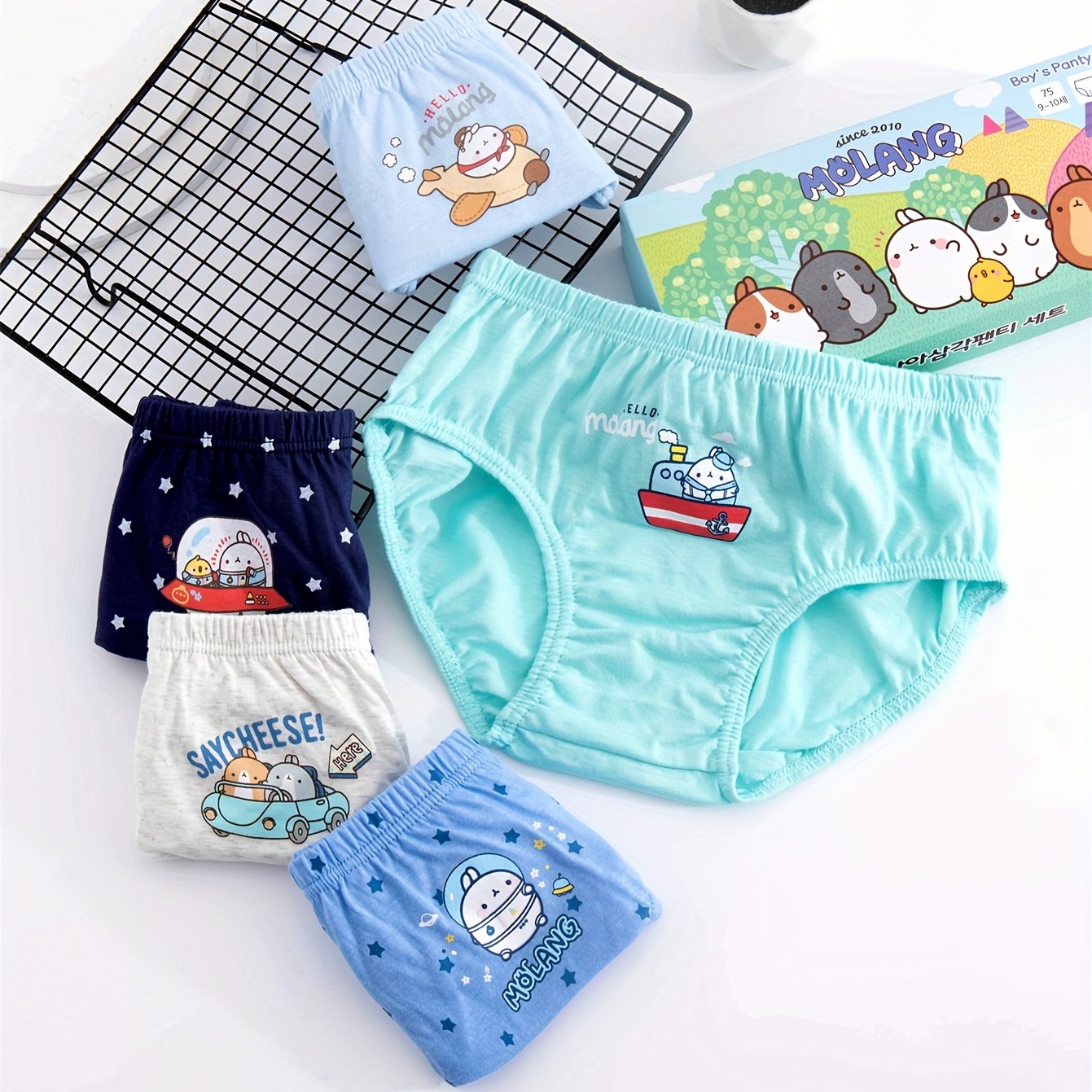5pcs Boy's Cotton Triangle Panties Multiple Colors Elastic Waist Underwear