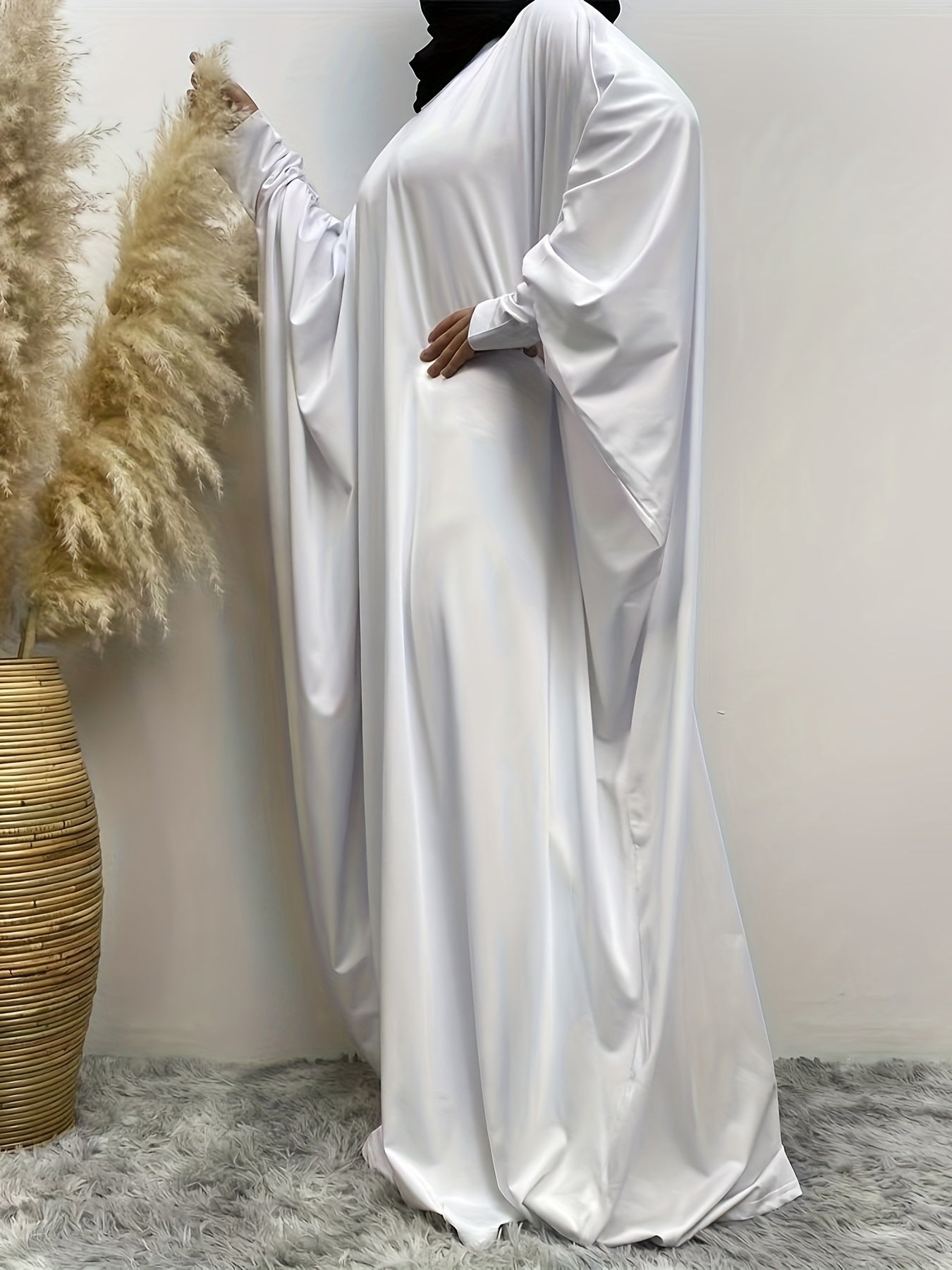  Casual Abaya Dress Women's Plus Solid Long Sleeve Maxi Dress