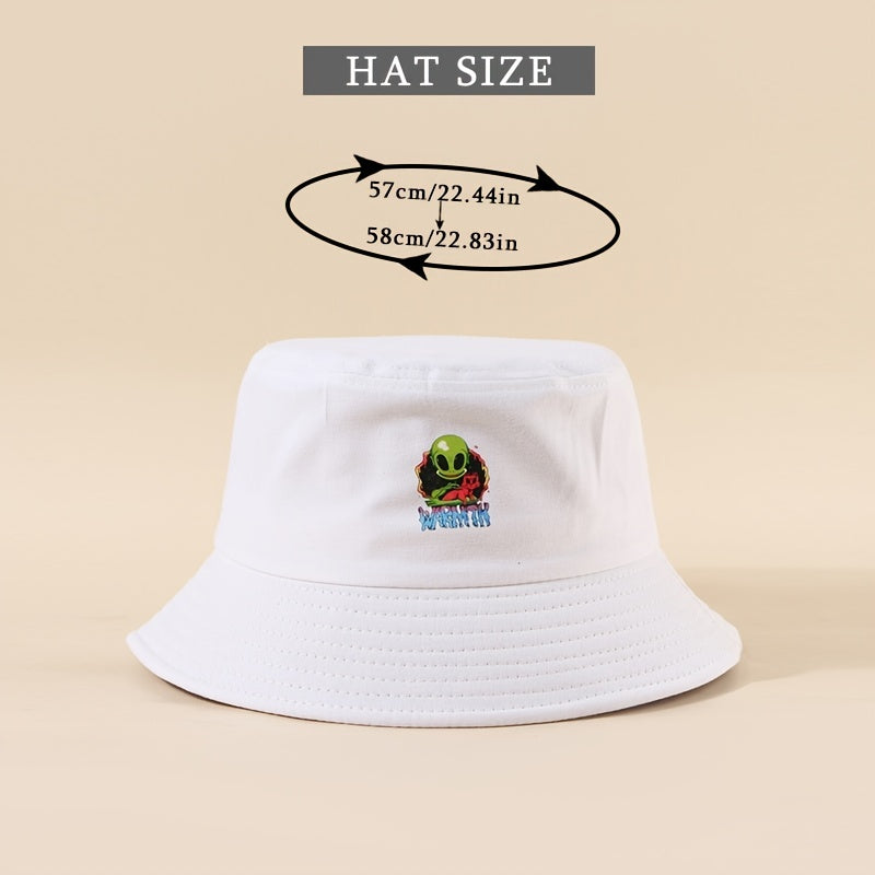 Alien Print Cotton Bucket Hat Man Unisex Visor Sun Hats