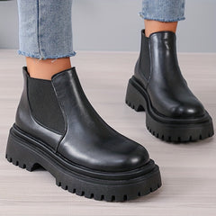 Women's Platform Chelsea Boots Slip On Ankle Combat Boots