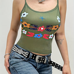 Floral Print Cami Top Summer Sleeveless Women's Clothing