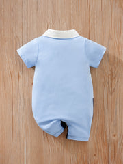 Baby Boys Casual Block Short Sleeve Romper