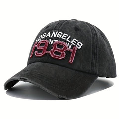 1981 Embroidery Ripped Baseball Cap Washed Distressed Cotton Dad Hats Unisex