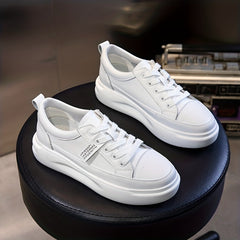 Women's Faux Leather Board Shoes Thick Bottom Sports Shoes