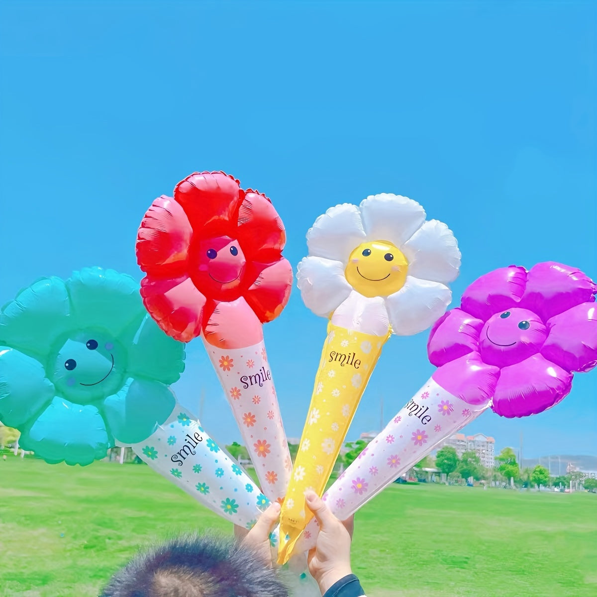 10pcs Multicolor Sun Flower Daisy Handheld Stick for Children Party