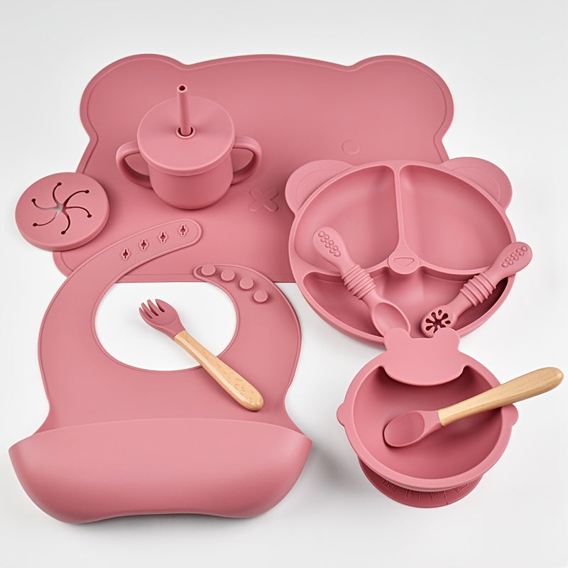 10pcs Silicone Baby Feeding Set for 0-3 Years Old