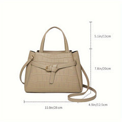 Crocodile Pattern Cowhide Women's Handbag for Commuting