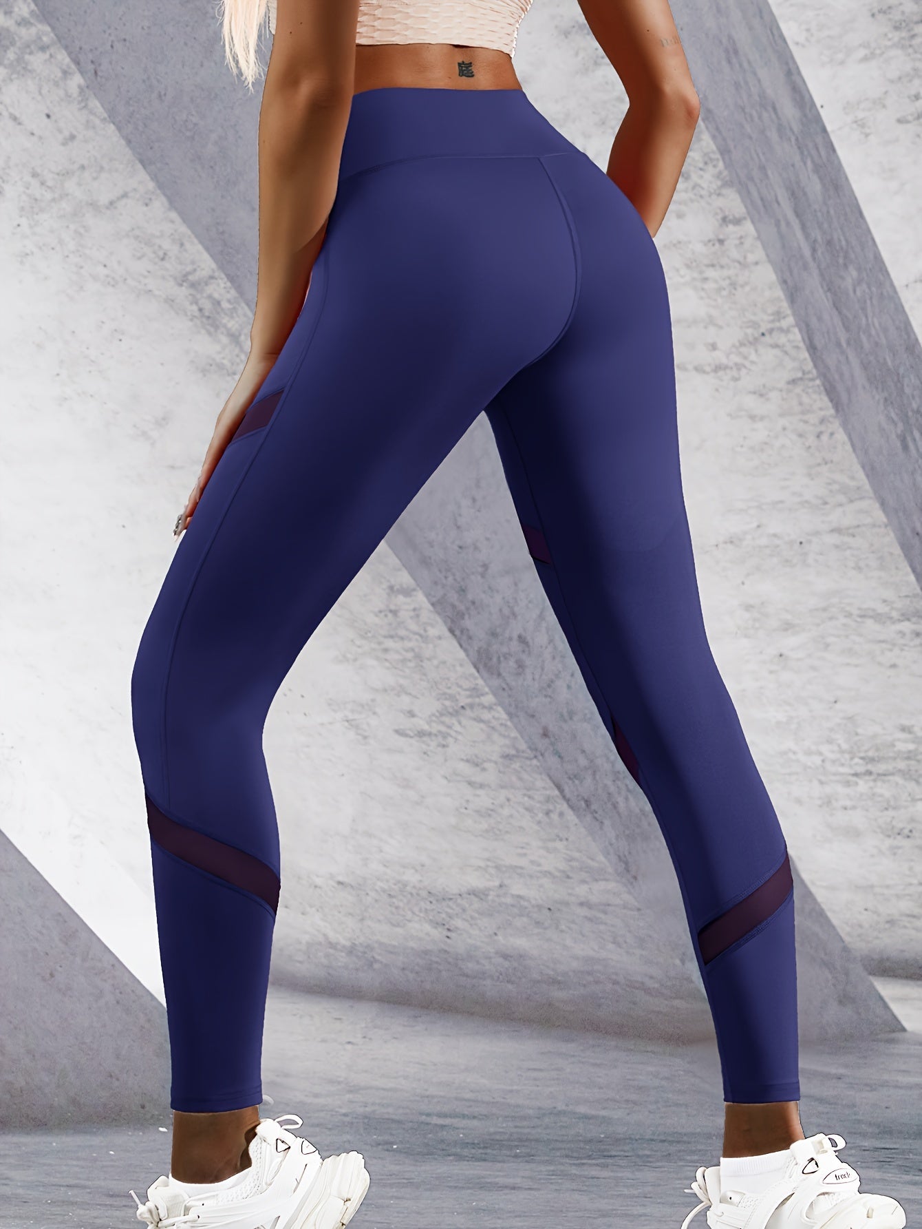 Mesh Contrast Breathable Leggings High Waist Yoga Pants