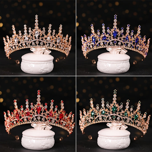 Baroque Crystal Golden Metal Bridal Crown
