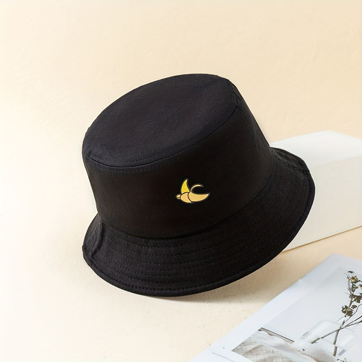 Banana Printed Bucket Hat Solid Cotton Basin Hat Unisex