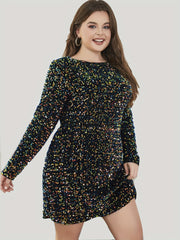  Sequins Long Sleeve Cut Out Dress