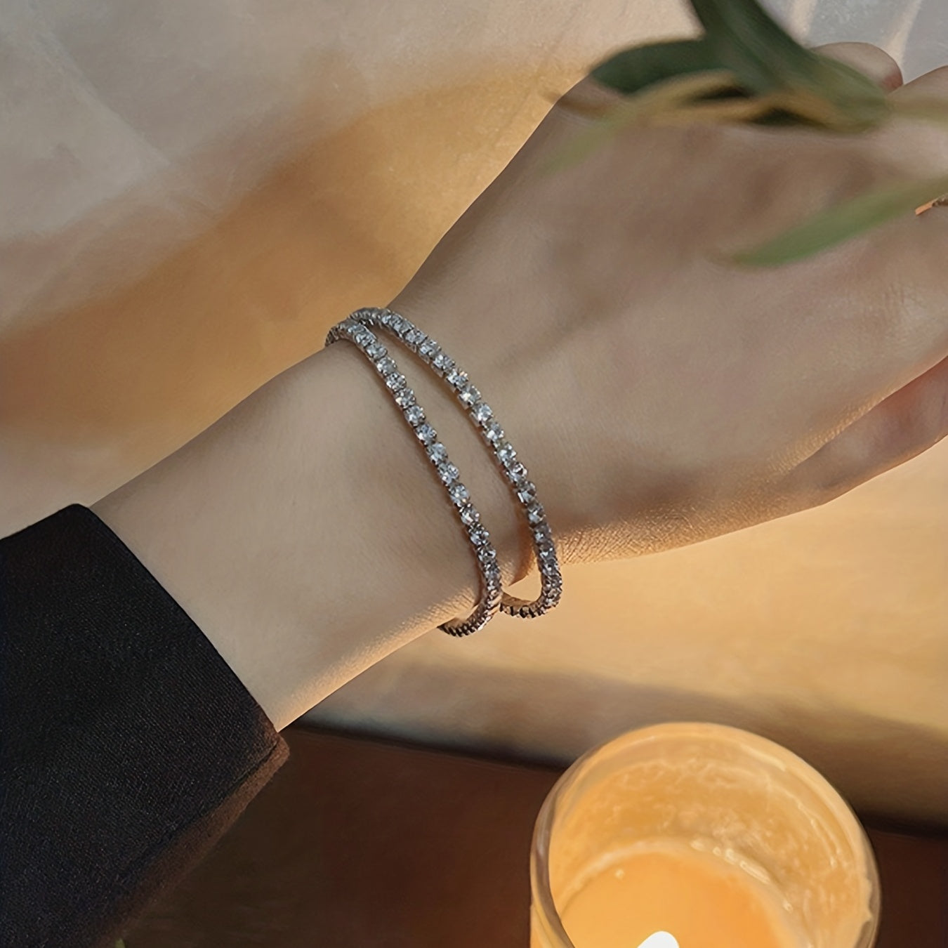 Telescopic Box Bracelet Silver Plated Zicron Inlaid Women's Accessories