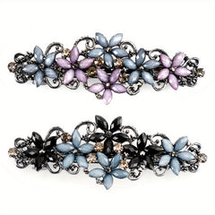 Vintage Flower Barrette Rhinestone Hair Clips Women
