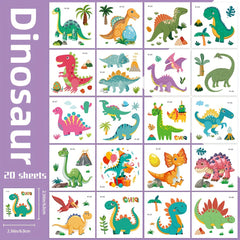 20pcs Dinosaur Temporary Tattoos for Birthday Parties & Halloween Decor