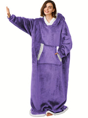  Sherpa Fleece Hooded Robe with Pockets