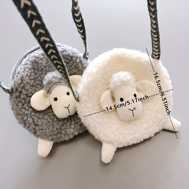 Cartoon Plush Lamb Bag Coin Purse Wallet Crossbody Bag Holiday Gift For Girls