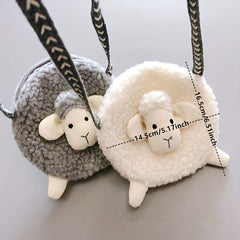 Cartoon Plush Lamb Bag Coin Purse Wallet Crossbody Bag Holiday Gift For Girls