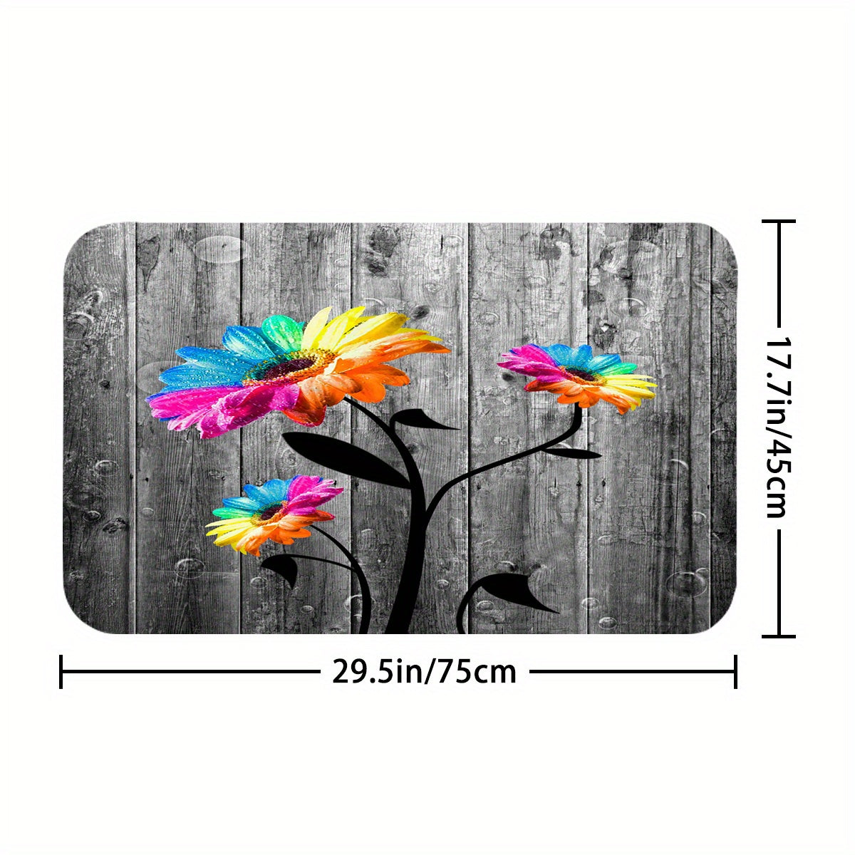 Seven Colored Flower Shower Curtain Set