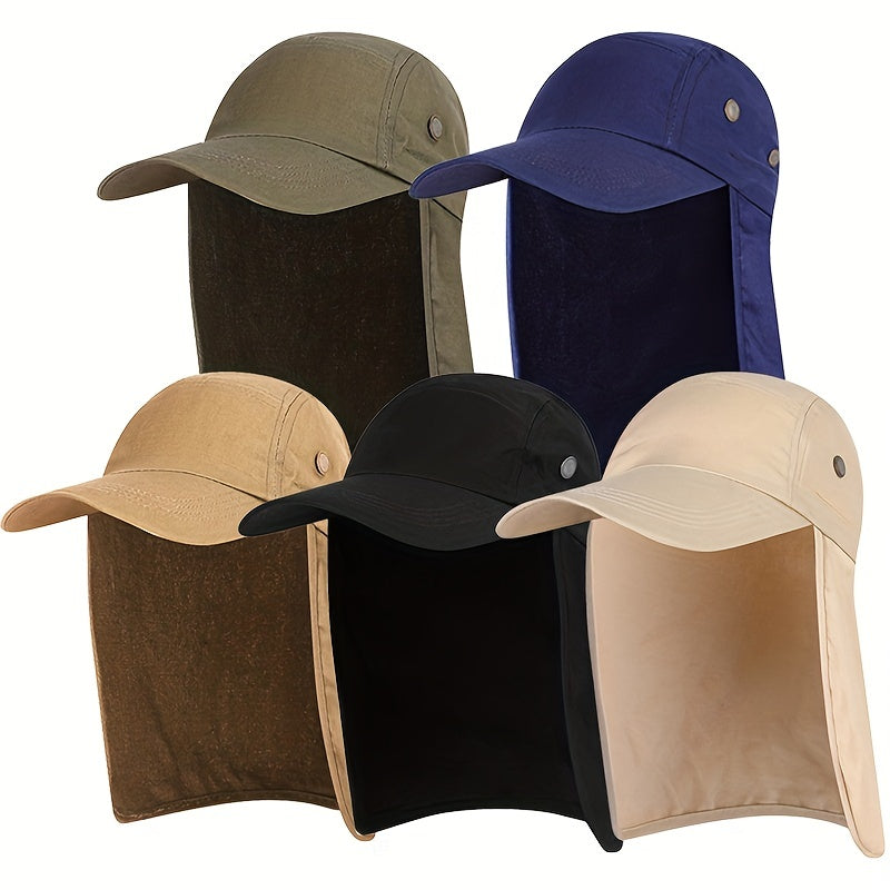 Camouflage Baseball Cap With Neck Flap Hood Waterproof Sun Visor