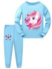 Kid's 2pcs Unicorn Pajamas Set Long Sleeve Top & Pants Comfy PJ Loungewear
