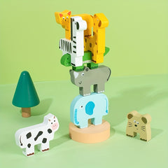 Wooden Animal Stacking Rings Toy for Kids