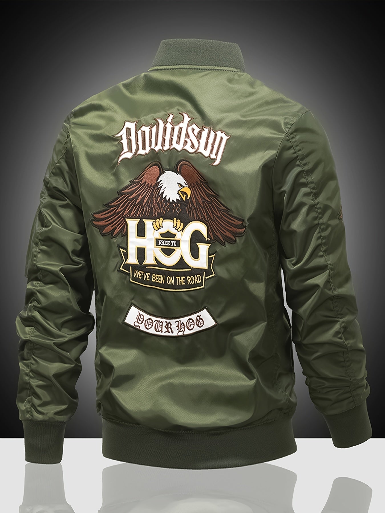 Embroidered Men's Slim Fit Sports Jacket Spring Autumn Windproof Motorcycle