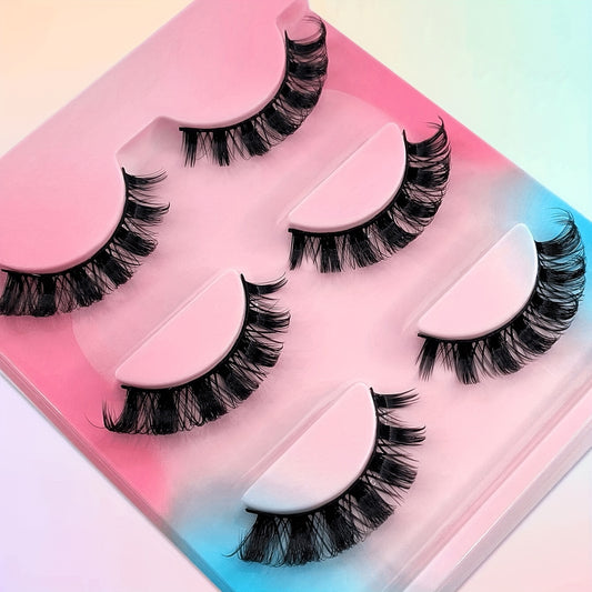 3 Pairs Cat Eye False Eyelashes, Curling and Long Lasting