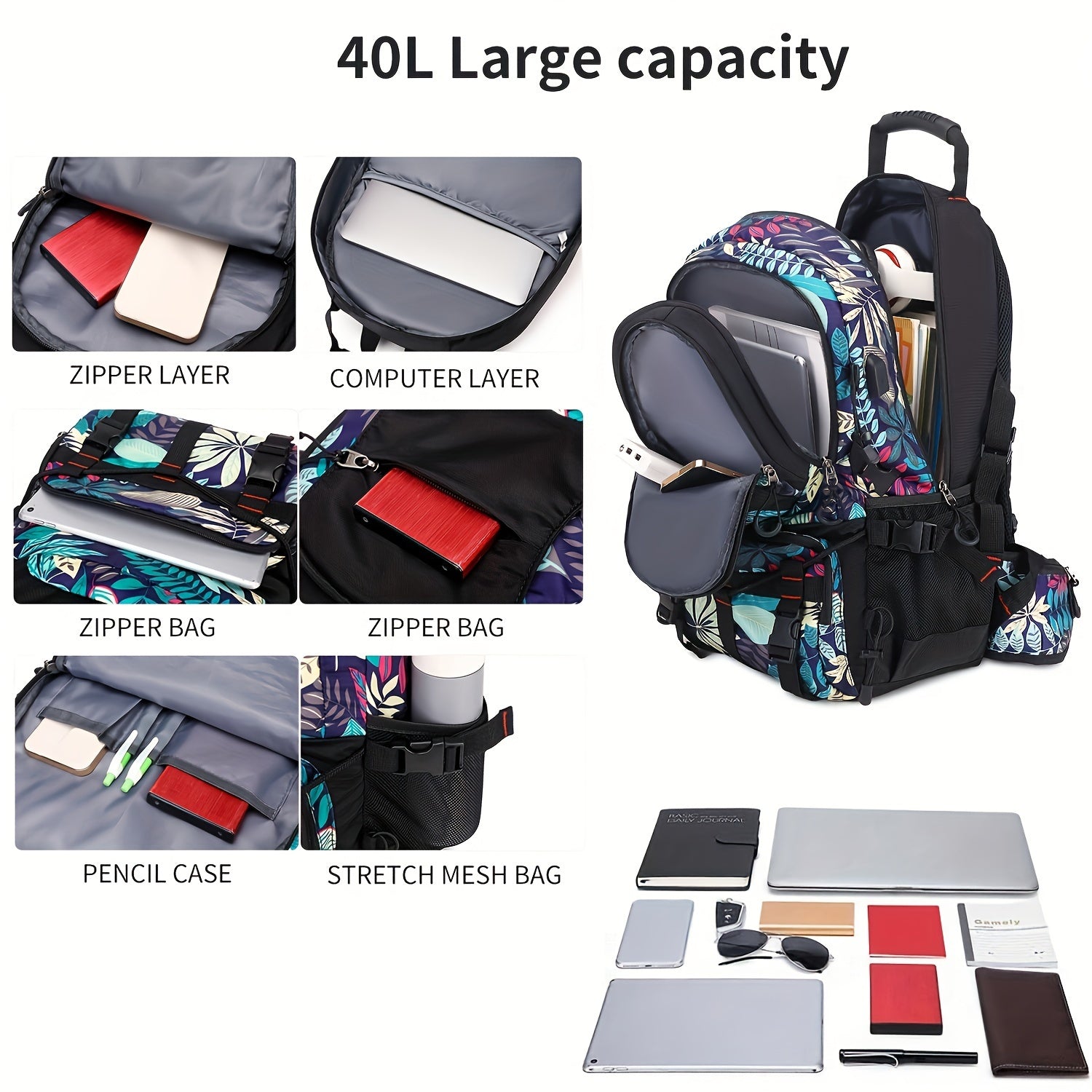 Lightweight Hiking Backpack with Laptop Storage