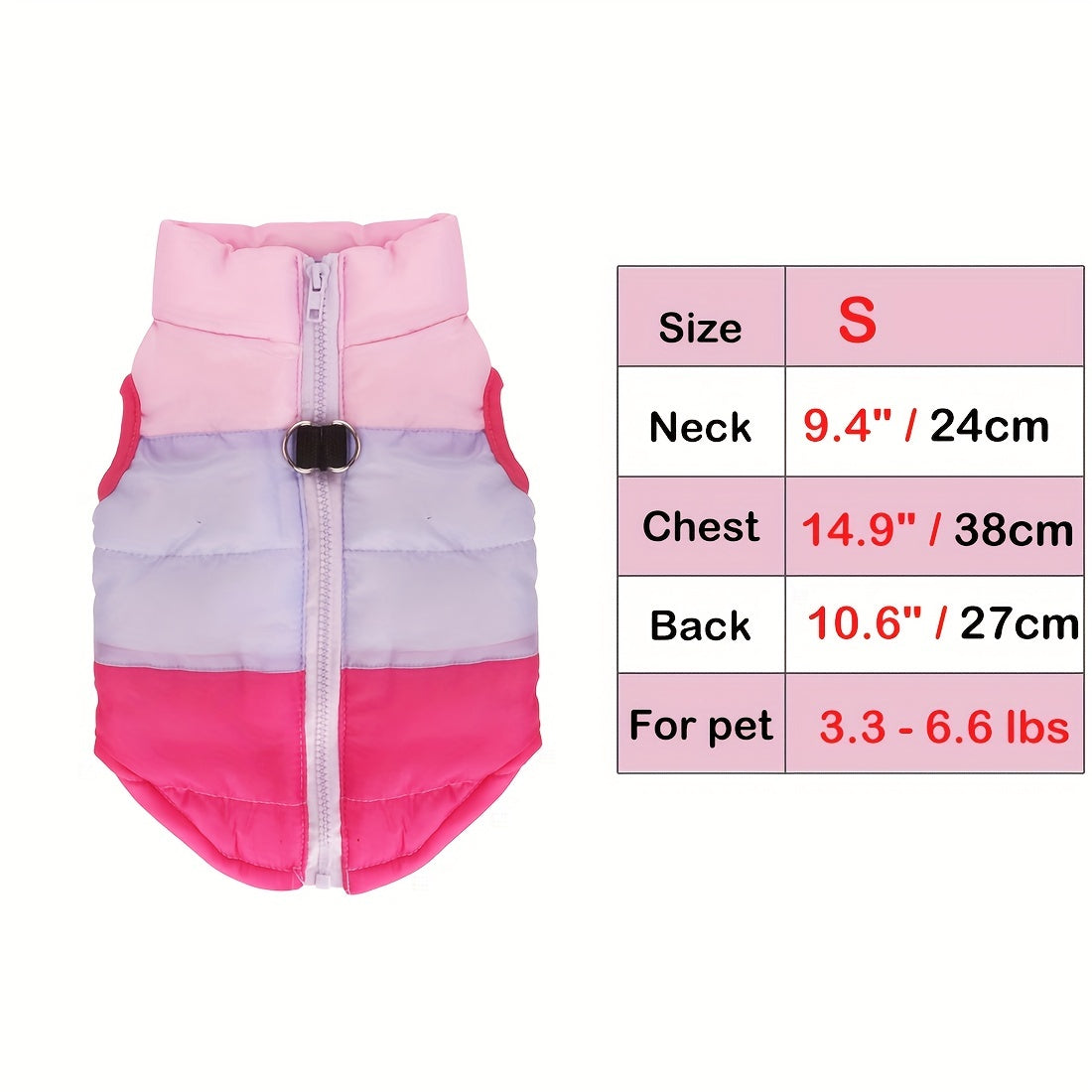 Dog Vest Coat Autumn Winter Cotton Padded Jacket