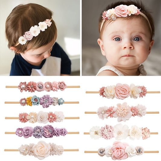 Baby Girl Flower Headbands Soft Stretchy Nylon Hairbands For Newborn Toddler