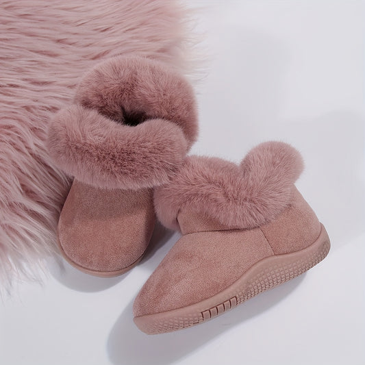 Girl's Furry Snow Boots Warm Cozy Non slip Ankle Boots Plush Comfy Outdoor Shoes