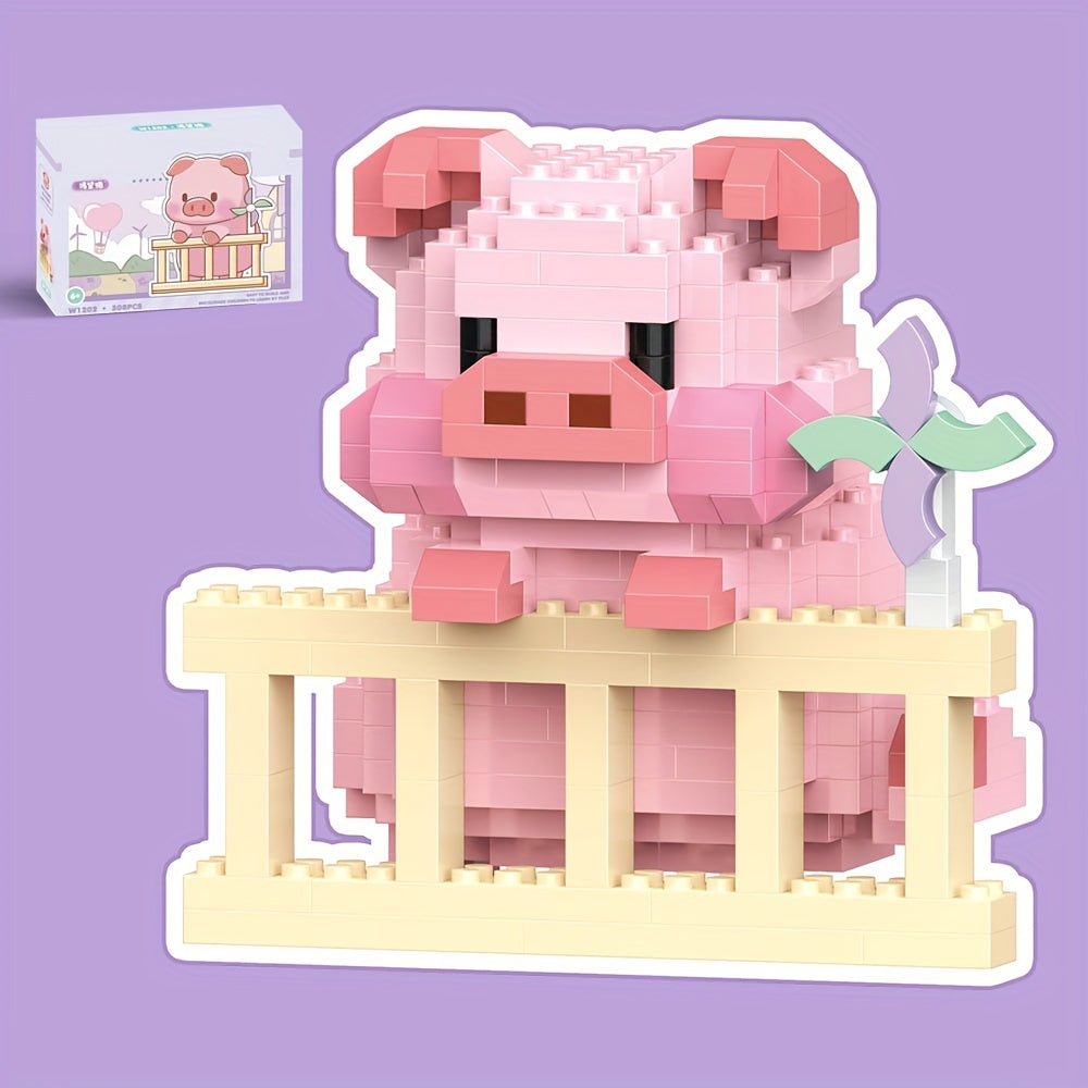 Animal Building Blocks Pig Model Assembled Building Block Toys