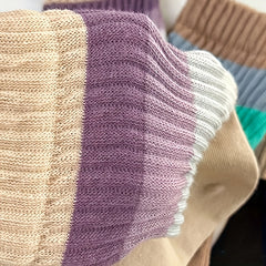 5 Pairs Colorblock Striped Socks Comfy & Breathable Mid Tube Socks