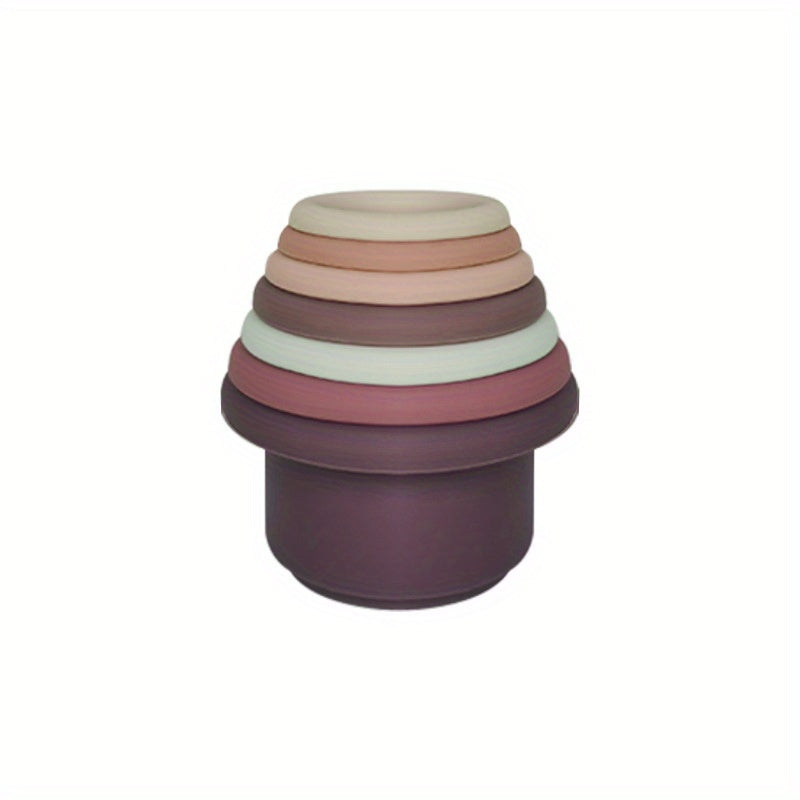 Rainbow Stacking Tower Baby Stacking Cups Silicone Jenga Educational Toys