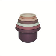 Rainbow Stacking Tower Baby Stacking Cups Silicone Jenga Educational Toys