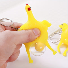 6pcs Fidget Squeeze Egg Chicken Keychain Stress Relief Purse Handbag Charm